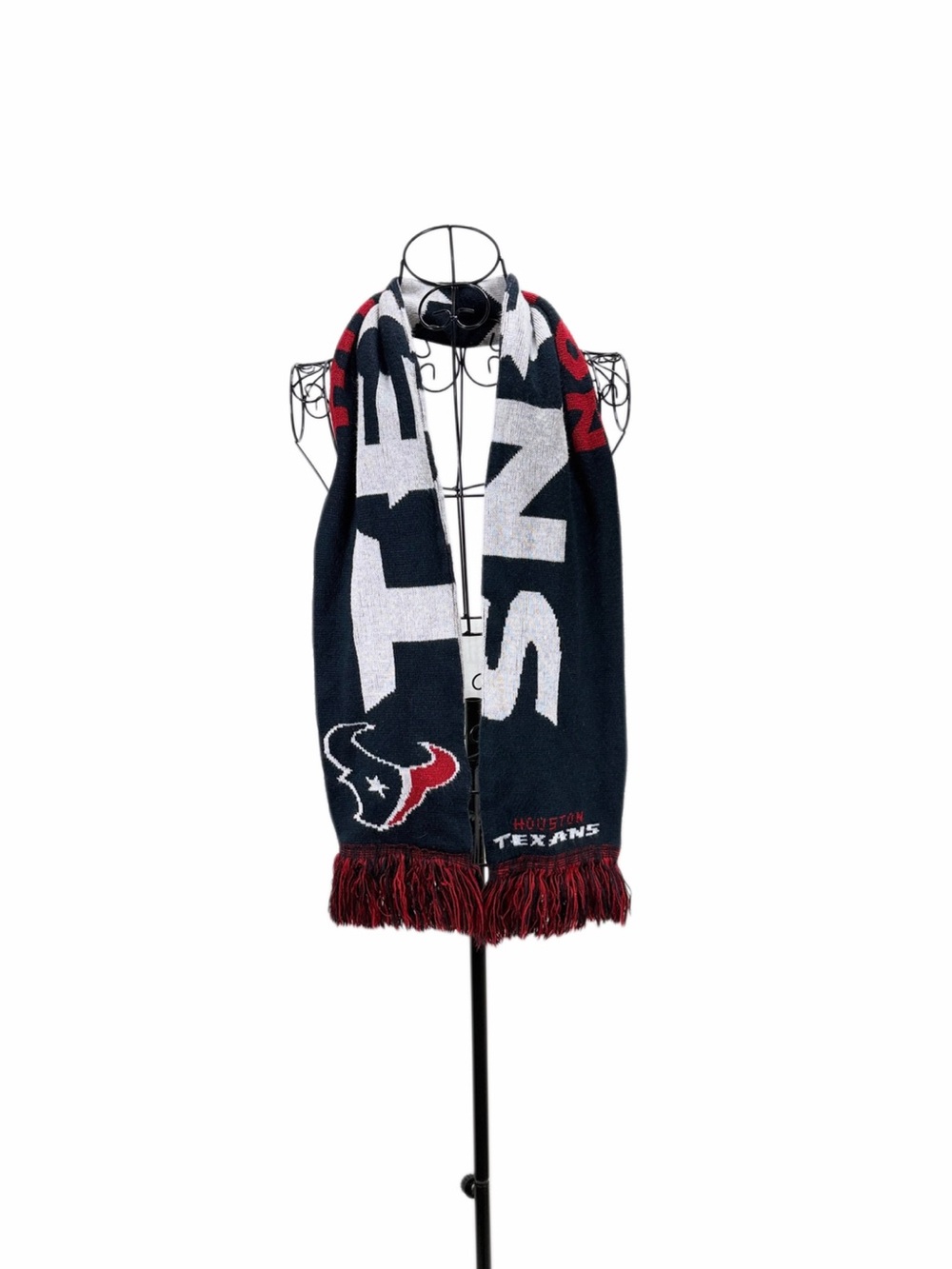 Houston Texans NFL Scarf Navy Red White Fringe 60”